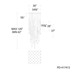 Cascade 41 Light Square Crystal - Line Drawing