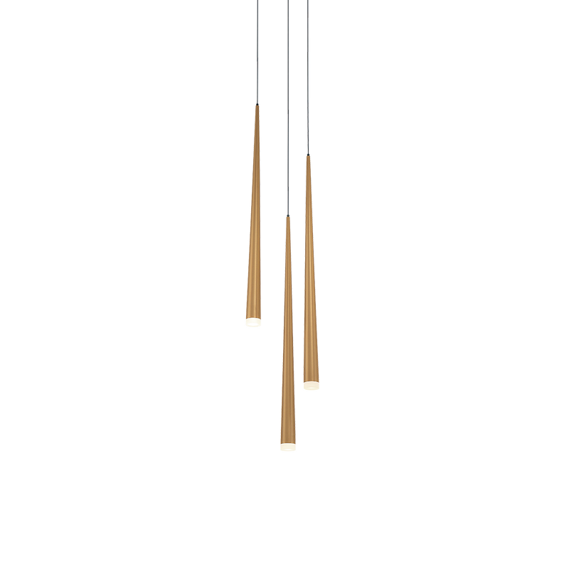 Cascade Flat 3 Light Round Pendant - Aged Brass
