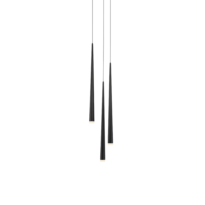 Cascade Flat 3 Light Round Pendant - Black