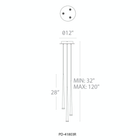 Cascade Flat 3 Light Round Pendant - Line Drawing