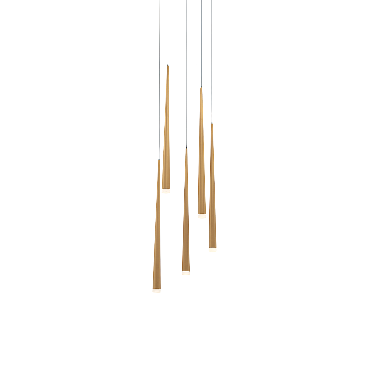 Cascade Flat 5 Light Round Pendant - Aged Brass
