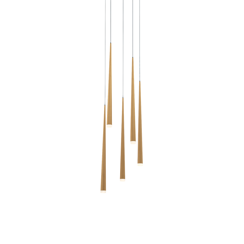 Cascade Flat 5 Light Round Pendant - Aged Brass