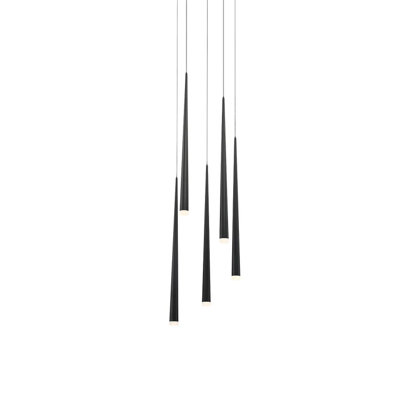 Cascade Flat 5 Light Round Pendant - Black