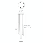 Cascade Flat 5 Light Round Pendant - Line Drawing