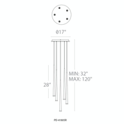 Cascade Flat 5 Light Round Pendant - Line Drawing