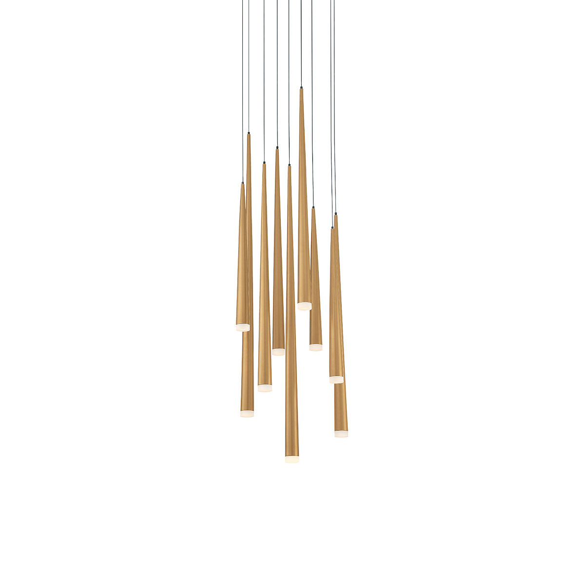 Cascade Flat 9 Light Round Pendant - Aged Brass