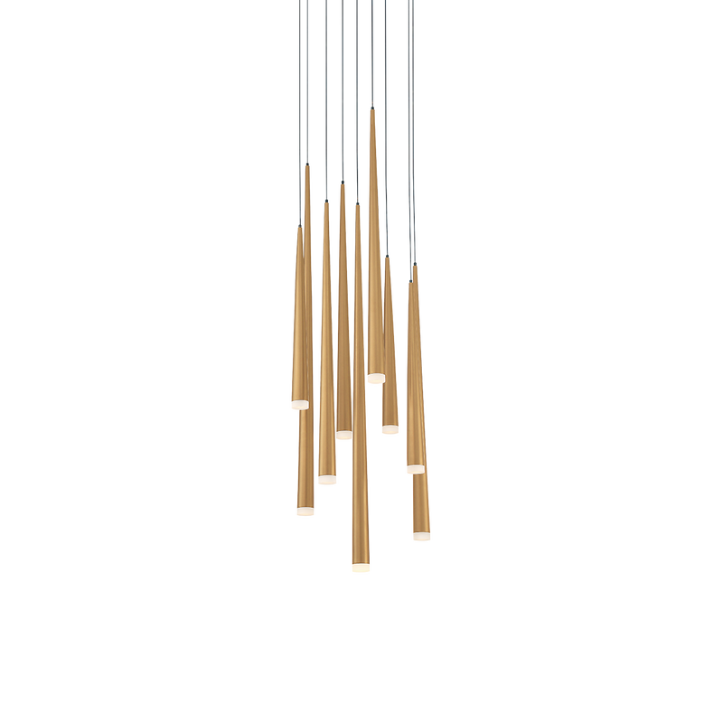 Cascade Flat 9 Light Round Pendant - Aged Brass