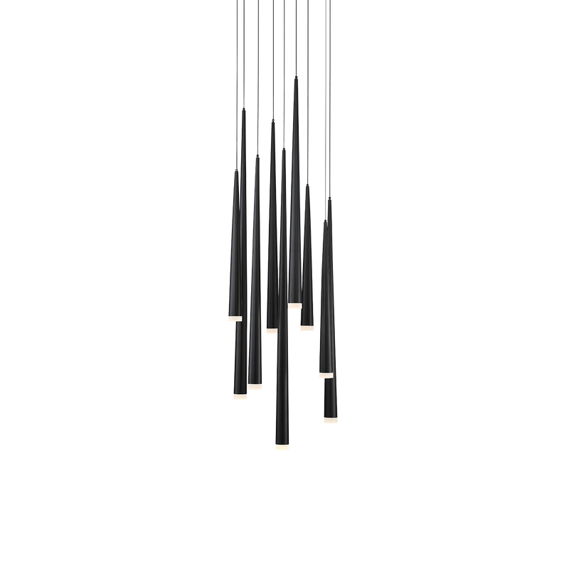 Cascade Flat 9 Light Round Pendant - Black