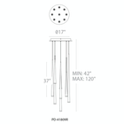 Cascade Flat 9 Light Round Pendant - Line Drawing