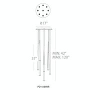 Cascade Flat 9 Light Round Pendant - Line Drawing