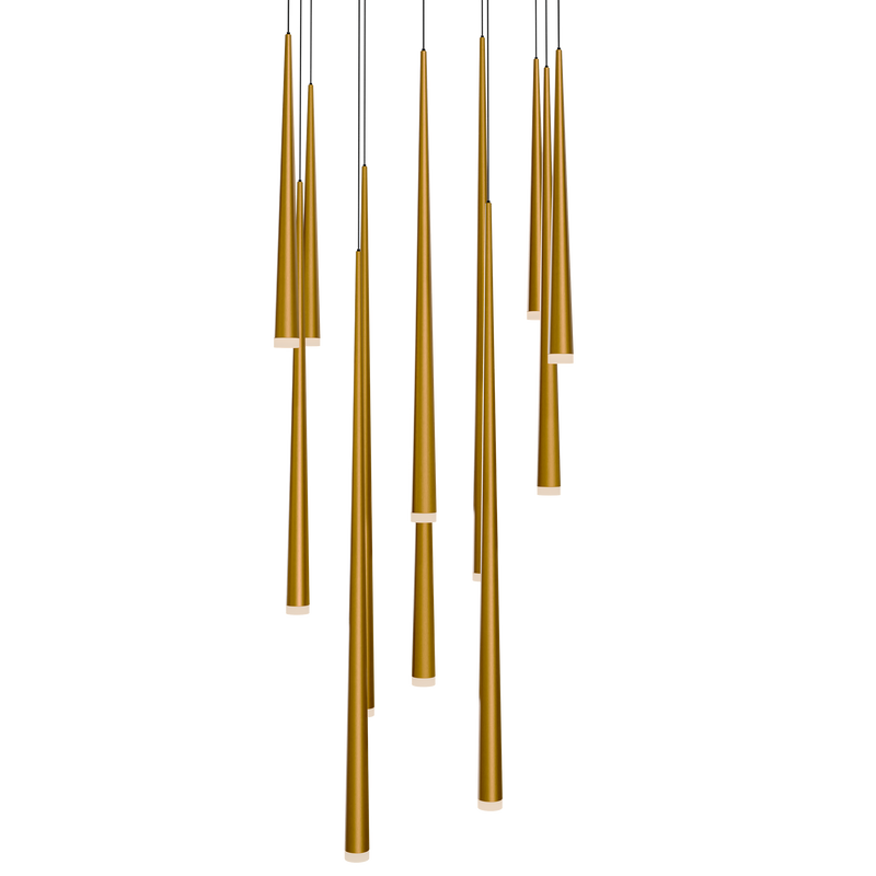 Cascade 13 Light Square Etched - Aged Brass