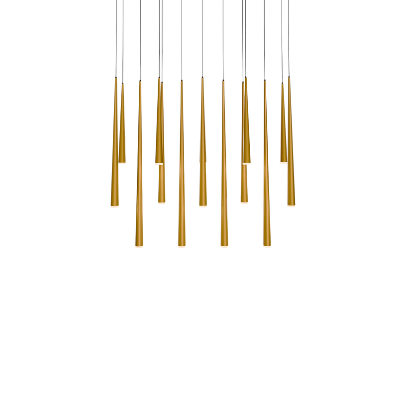Cascade 14 Light Linear Etched - Aged Brass