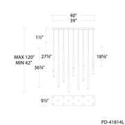 Cascade 14 Light Linear Etched - Line Drawing