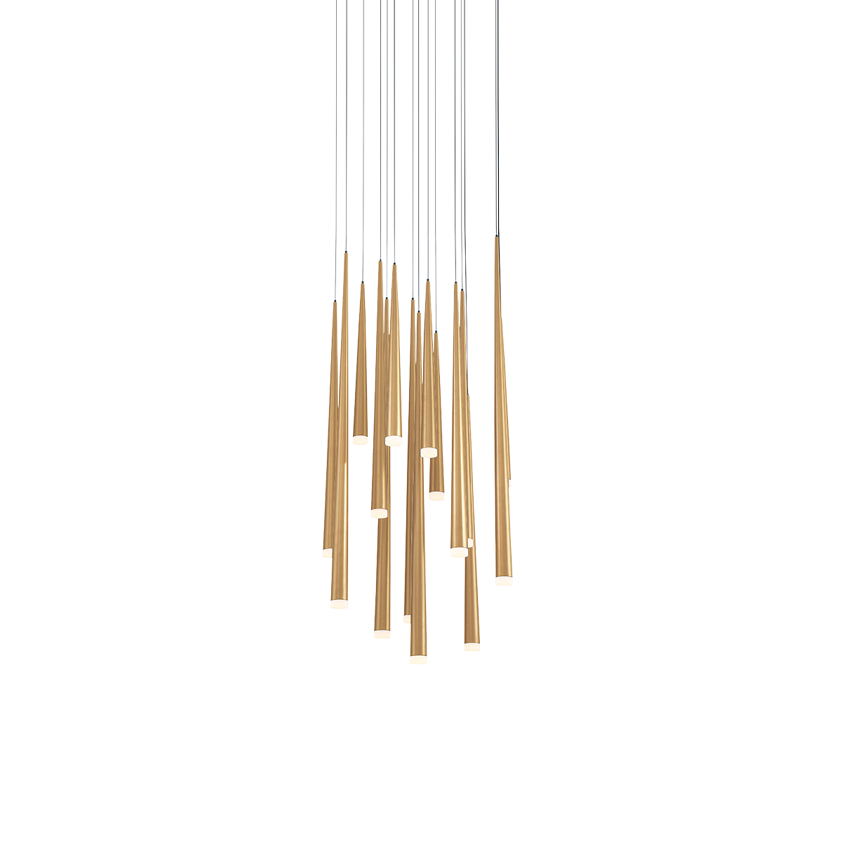 Cascade Flat 15 Light Round Pendant - Aged Brass