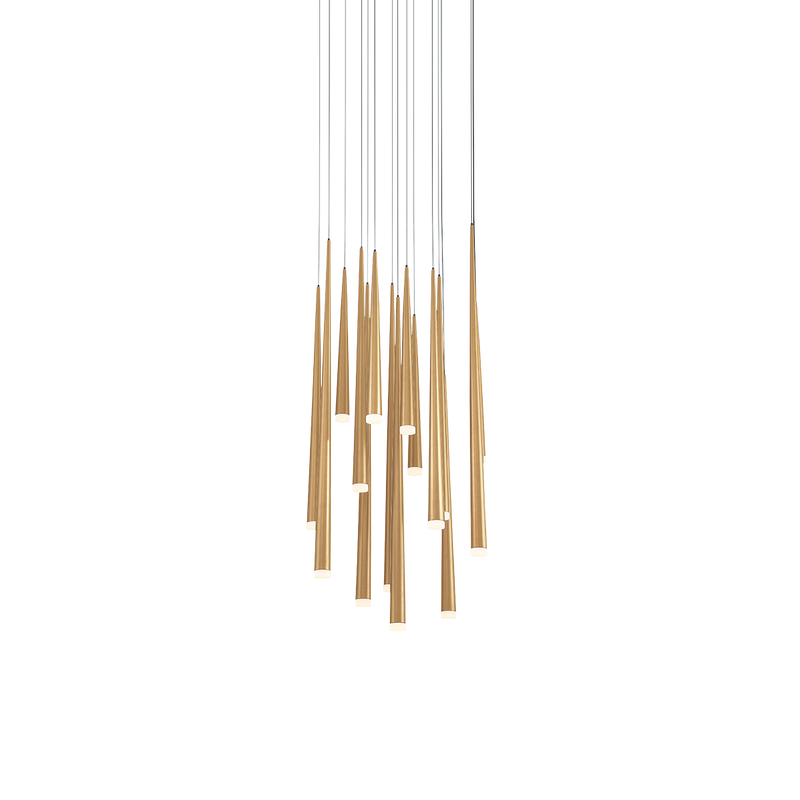 Cascade Flat 15 Light Round Pendant - Aged Brass