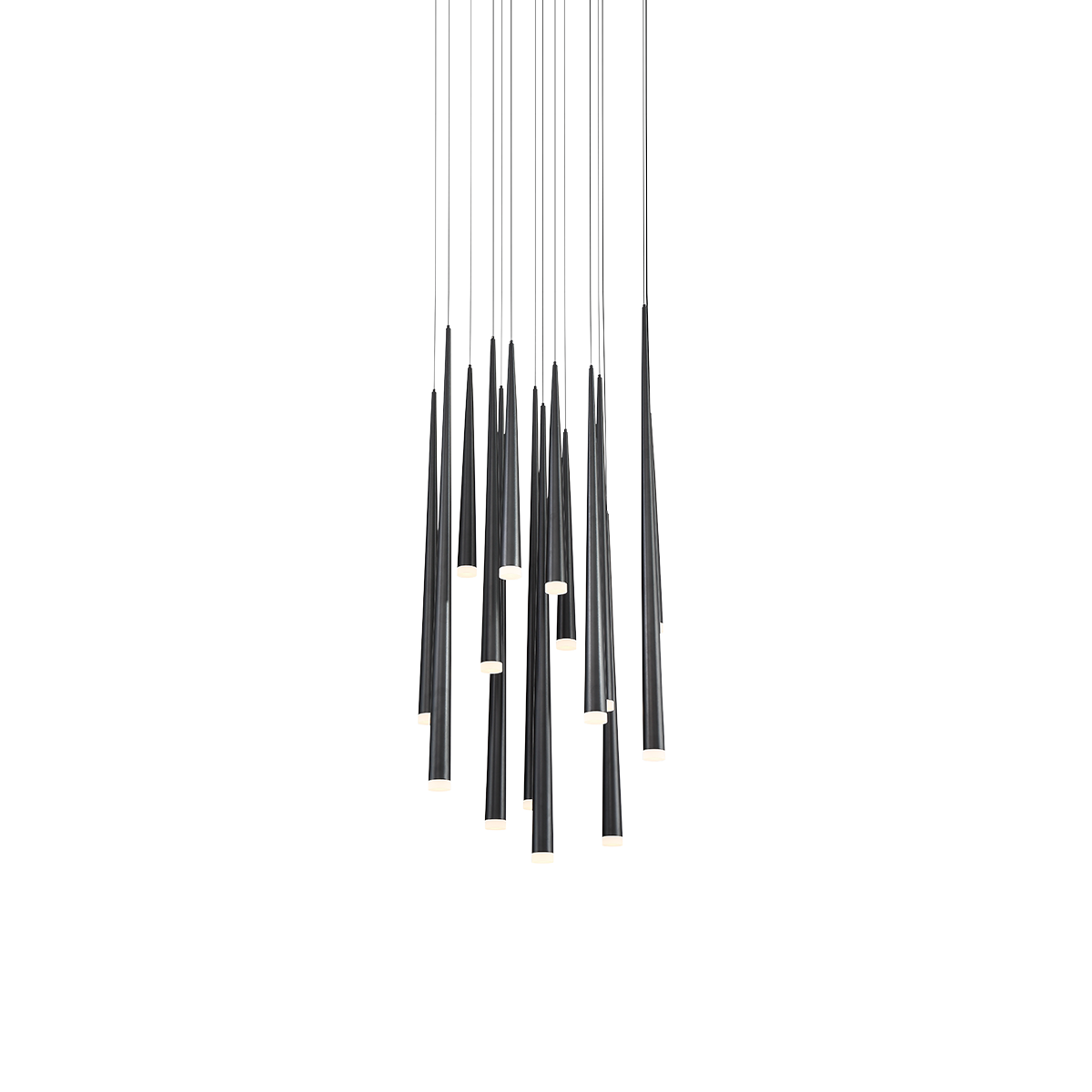 Cascade Flat 15 Light Round Pendant - Black