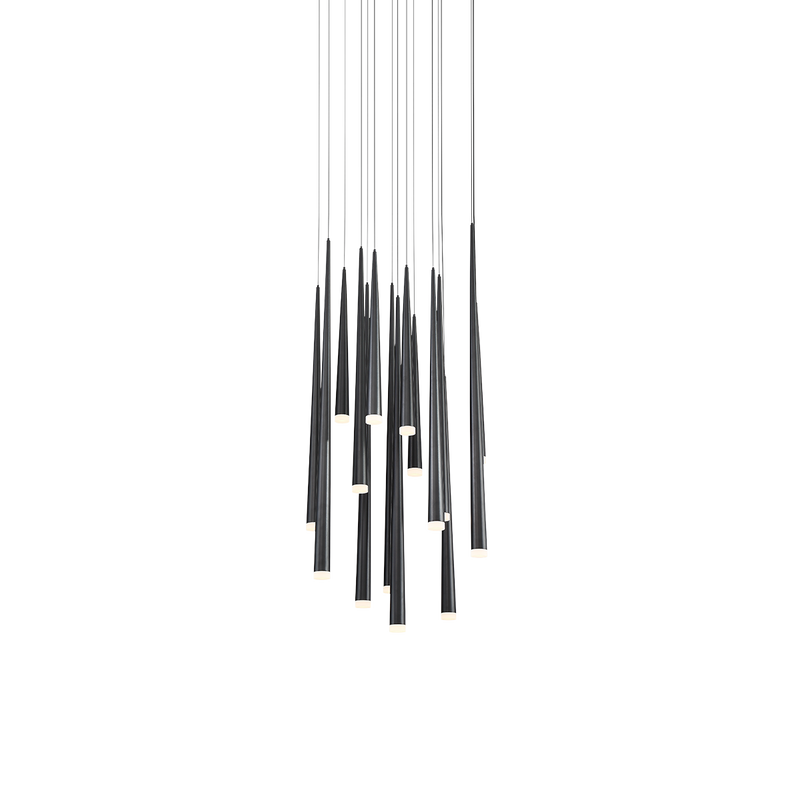 Cascade Flat 15 Light Round Pendant - Black