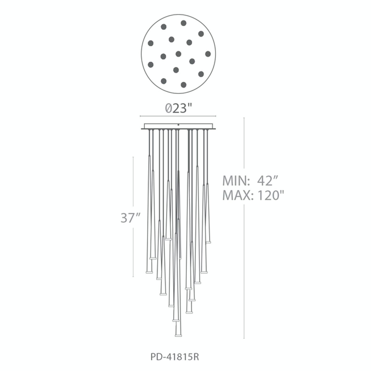 Cascade Flat 15 Light Round Pendant - Line Drawing