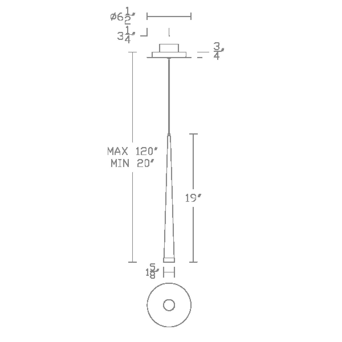Cascade Mini Pdt Flat Glass 19in Line Drawing