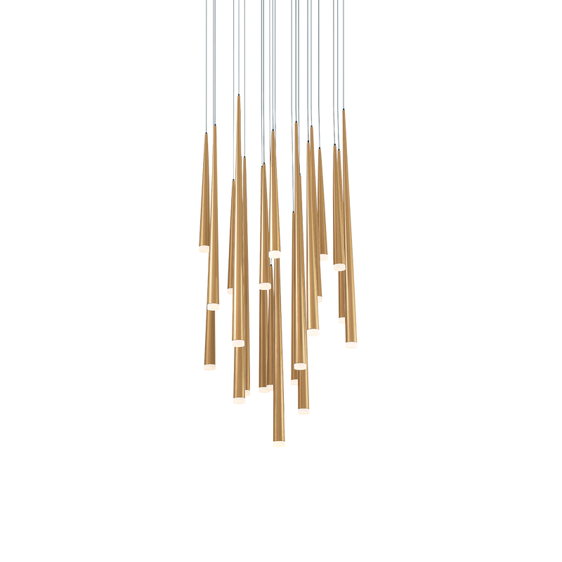 Cascade Flat 21 Light Round Pendant - Aged Brass