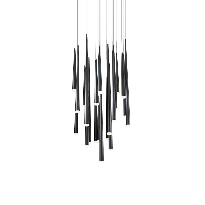 Cascade Flat 21 Light Round Pendant - Black