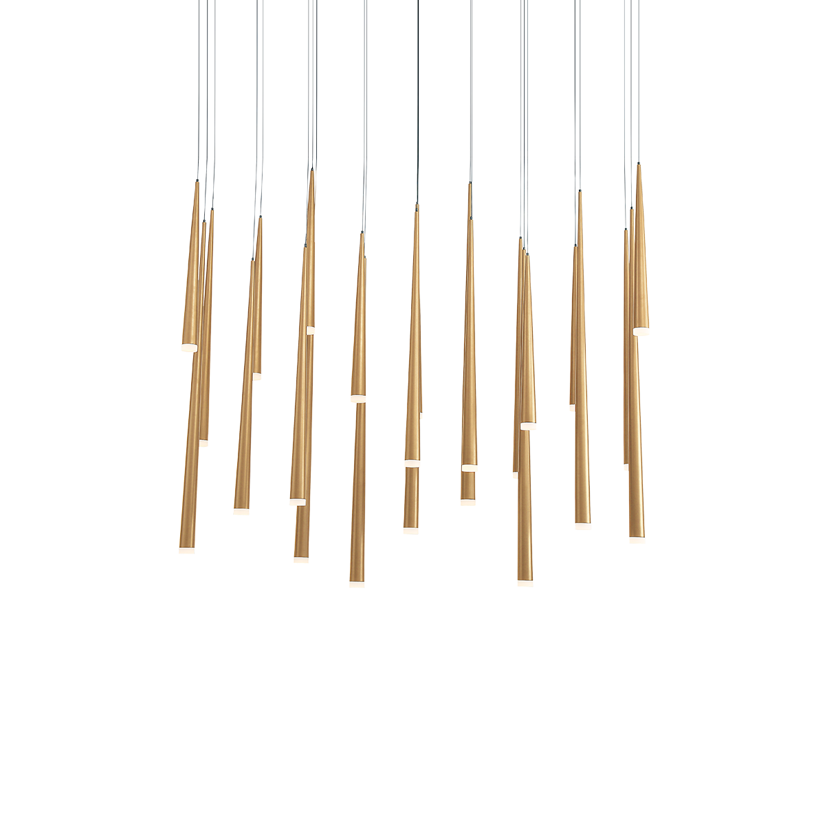 Cascade Flat 23 Light Linear Pendant - Aged Brass