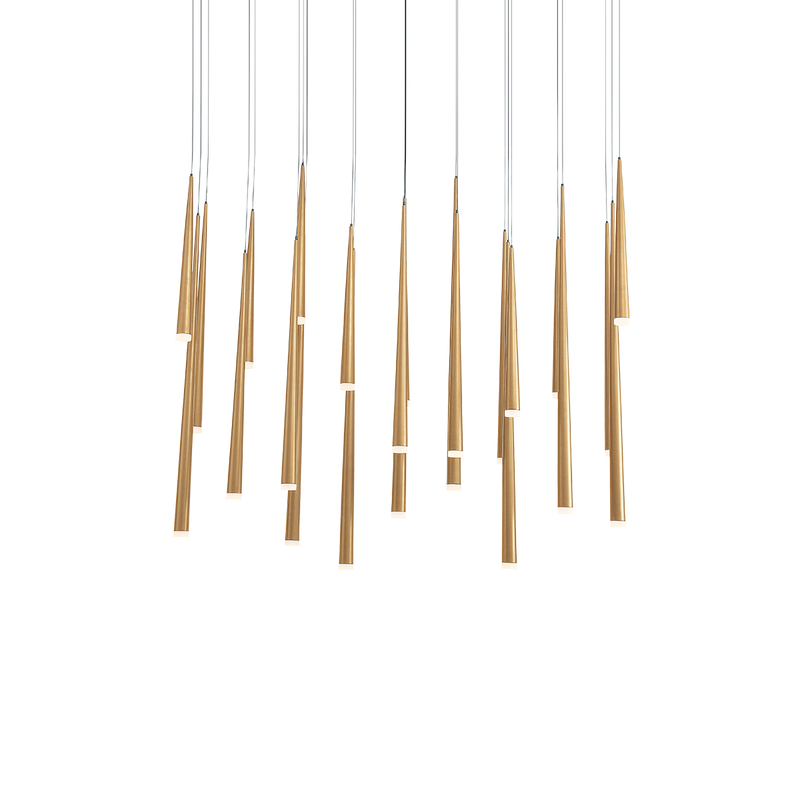Cascade Flat 23 Light Linear Pendant - Aged Brass