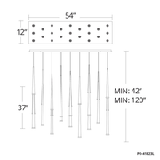 Cascade Flat 23 Light Linear Pendant - Line Drawing