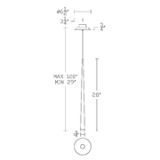 Cascade Mini Pdt Flat Glass 28in Line Drawing