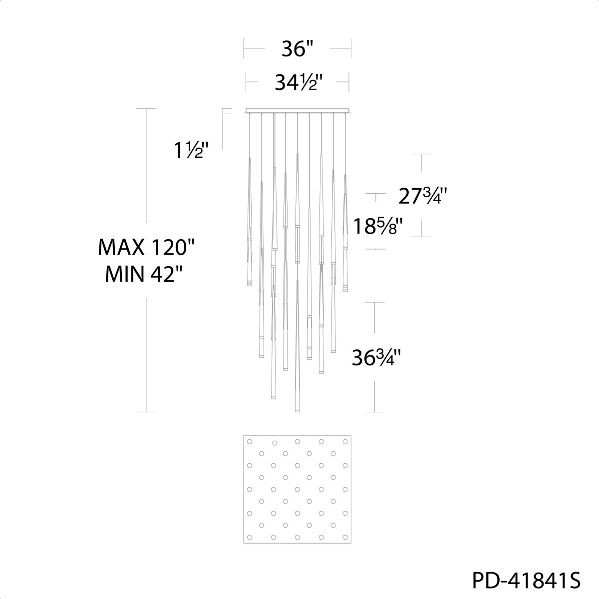 Cascade 41 Light Square Etched - Line Drawing