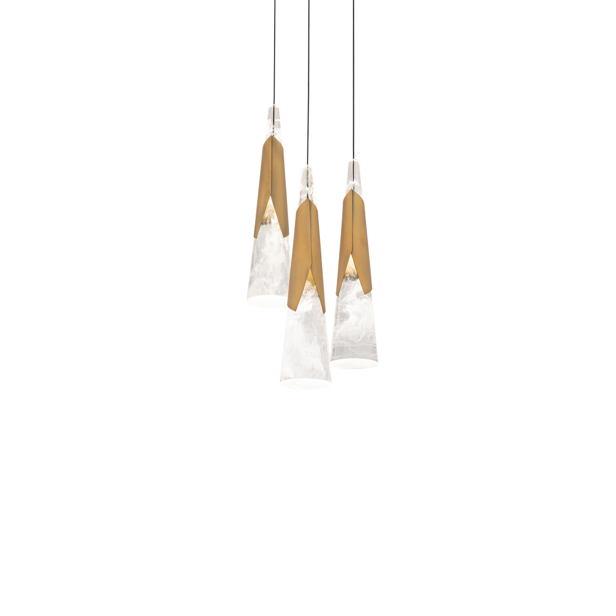 Kilt 3-Light Round Multi Pendant - Aged Brass
