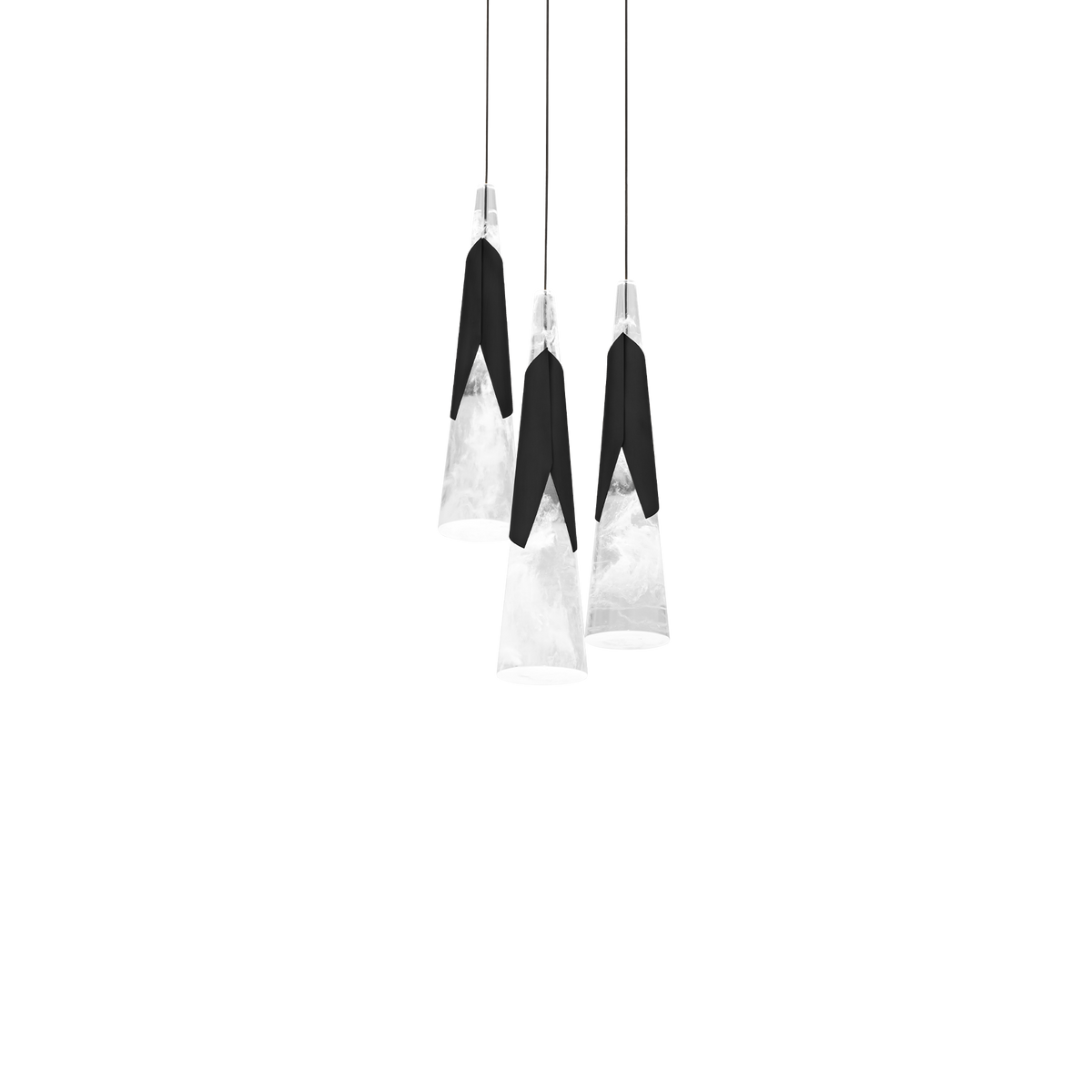 Kilt 3-Light Round Multi Pendant - Black