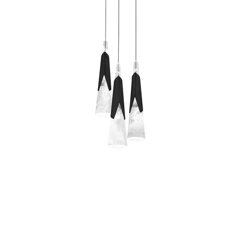 Kilt 3-Light Round Multi Pendant - Black