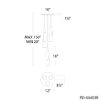 Kilt 3-Light Round Multi Pendant - Line Drawing