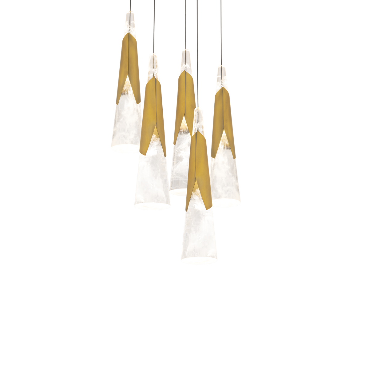 Kilt 5-Light Round Multi Pendant - Aged Brass