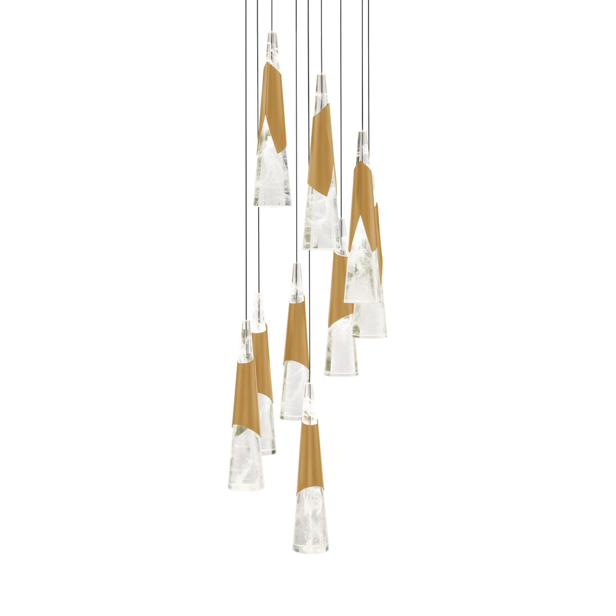 Kilt 9-Light Round Multi Pendant - Aged Brass