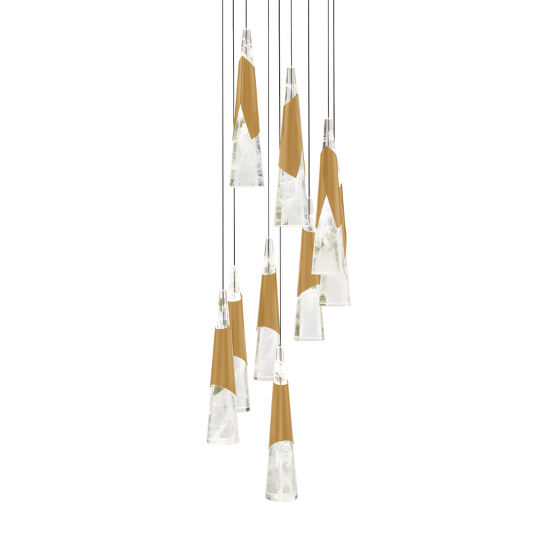 Kilt 9-Light Round Multi Pendant - Aged Brass
