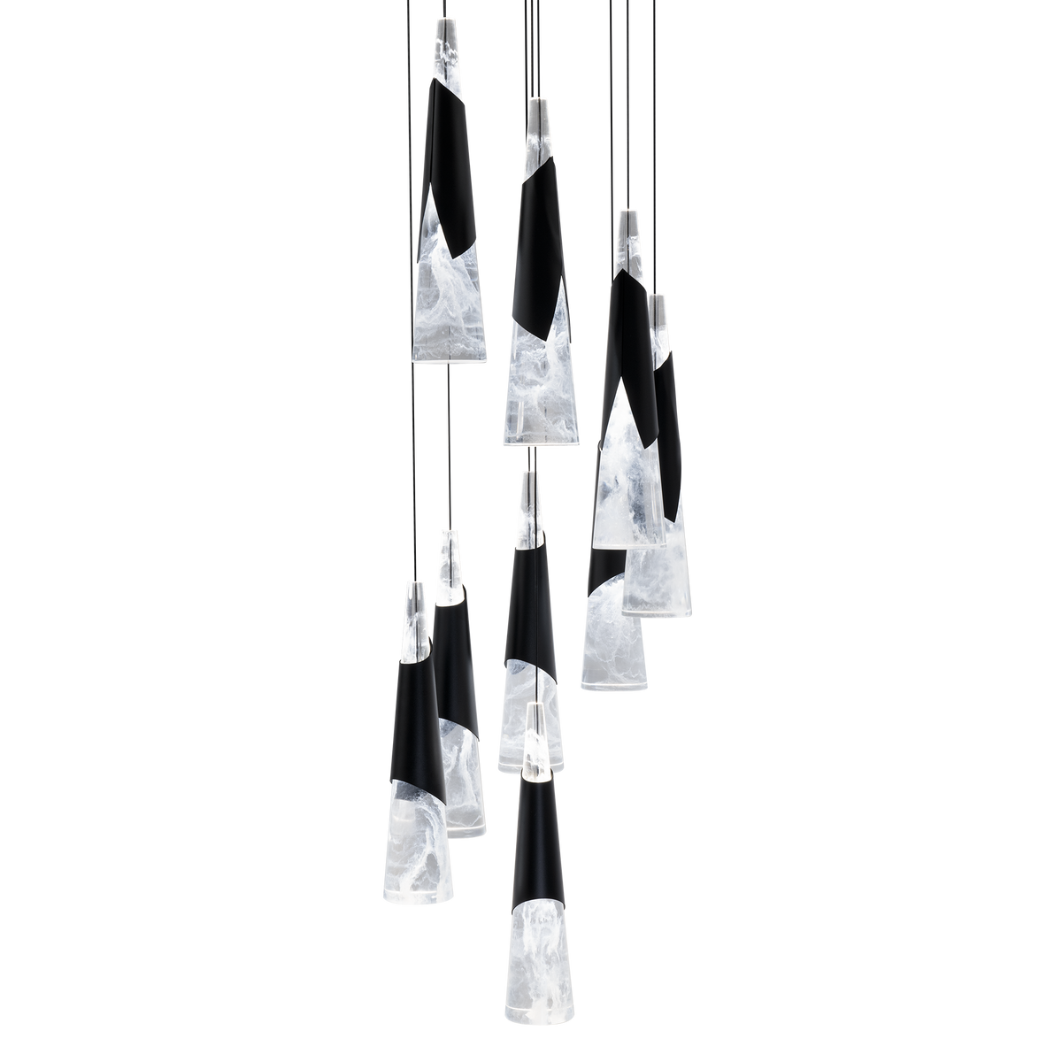 Kilt 9-Light Round Multi Pendant - Black