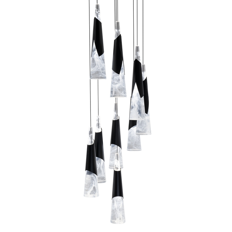 Kilt 9-Light Round Multi Pendant - Black