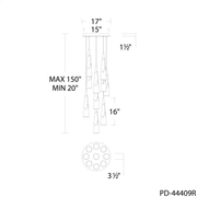 Kilt 9-Light Round Multi Pendant - Line Drawing