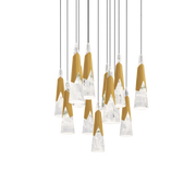 Kilt 13-Light Square Multi Pendant - Aged Brass