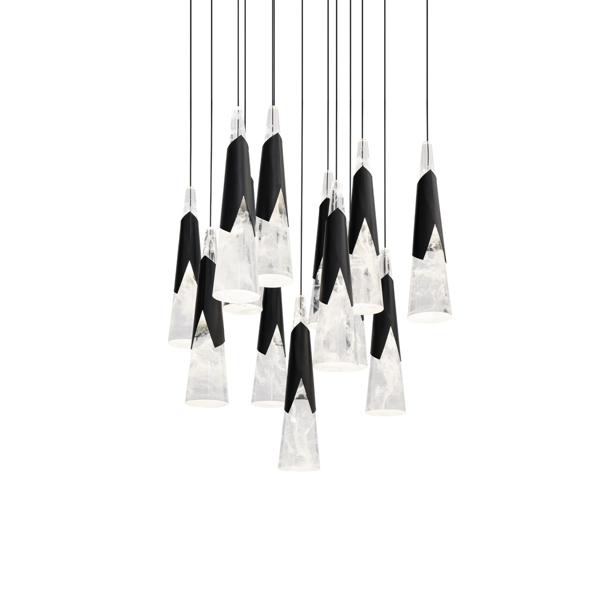 Kilt 13-Light Square Multi Pendant - Black