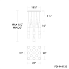 Kilt 13-Light Square Multi Pendant - Line Drawing