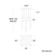 Kilt 13-Light Square Multi Pendant - Line Drawing