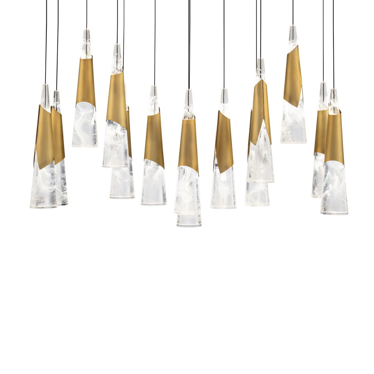 Kilt 14-Light Linear Multi Pendant - Aged Brass