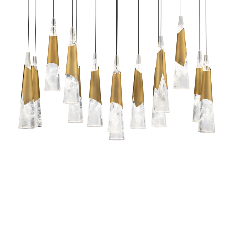 Kilt 14-Light Linear Multi Pendant - Aged Brass