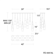 Kilt 14-Light Linear Multi Pendant - Line Drawing