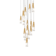 Kilt 15-Light Round Multi Pendant - Aged Brass