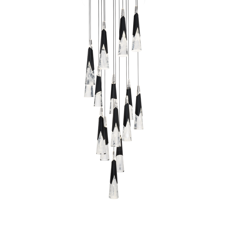 Kilt 15-Light Round Multi Pendant - Black