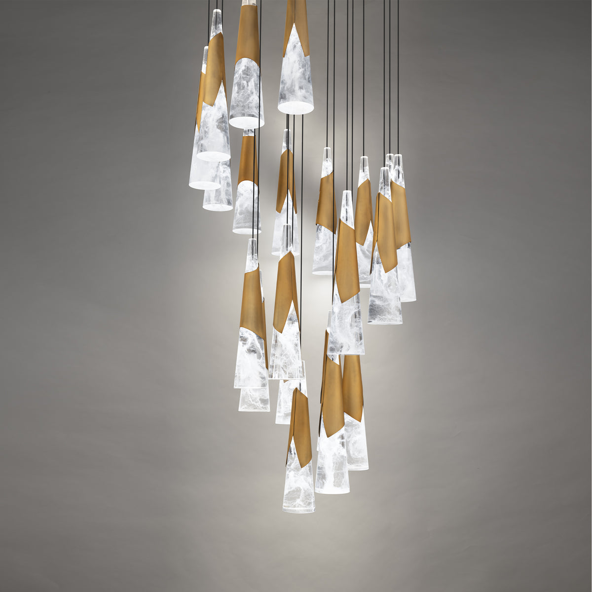 Kilt 21-Light Round Multi Pendant - Aged Brass detail